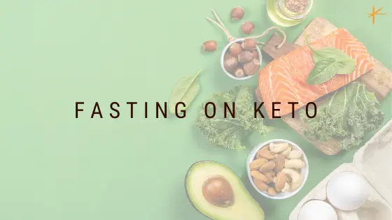 Fasting on Keto green background with health high fat low carb foods items
